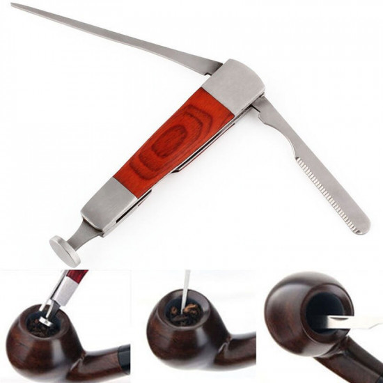 Multifunction Red Wood Smoking Pipe Cleaning Tool 3 in 1 