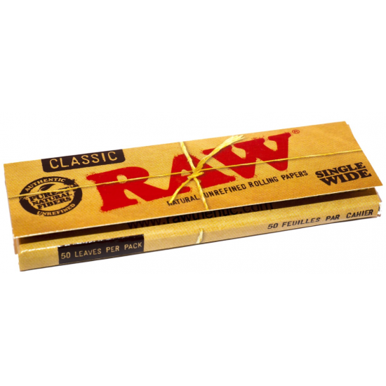 1 x Box Raw Classic Natural Unrefined Rolling Papers ( 50 Booklets in Box )