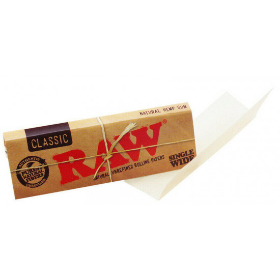 1 x Box Raw Classic Natural Unrefined Rolling Papers ( 50 Booklets in Box )