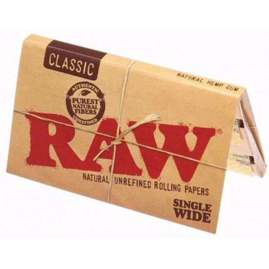 1x BOX AUTHENTIC RAW CLASSIC Double ROLLING PAPERS SINGLE WIDE