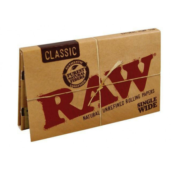 1x BOX AUTHENTIC RAW CLASSIC Double ROLLING PAPERS SINGLE WIDE