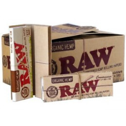 1x BOX RAW 1 1/4 ORGANIC HEMP ROLLING PAPERS + TIPS - FULL BOX (24 PAPERS)