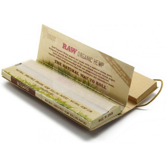 1x BOX RAW 1 1/4 ORGANIC HEMP ROLLING PAPERS + TIPS - FULL BOX (24 PAPERS)