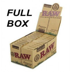 1x BOX RAW ORGANIC HEMP 1 1/4 UNREFINED ROLLING PAPERS + TIPS (24PCS)