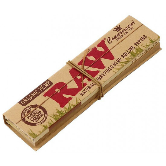  RAW Organic Hemp Connoisseur King Size Slim Rolling Papers + Tips