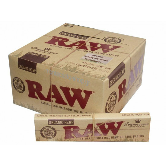  RAW Organic Hemp Connoisseur King Size Slim Rolling Papers + Tips