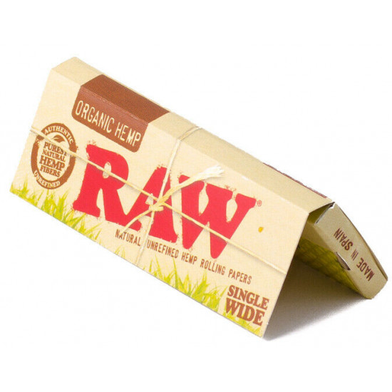 RAW Organic Hemp Rolling Papers Single Wide 50 Packs (Full Box)