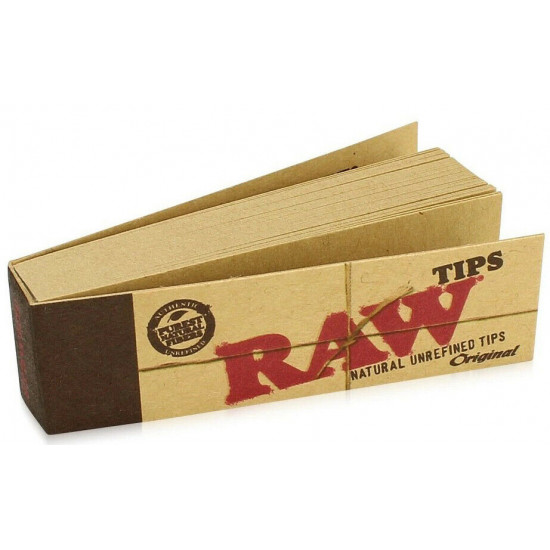 1x Box Raw Rolling Paper Filter Tips Natural Unrefined (box of 50 packs )