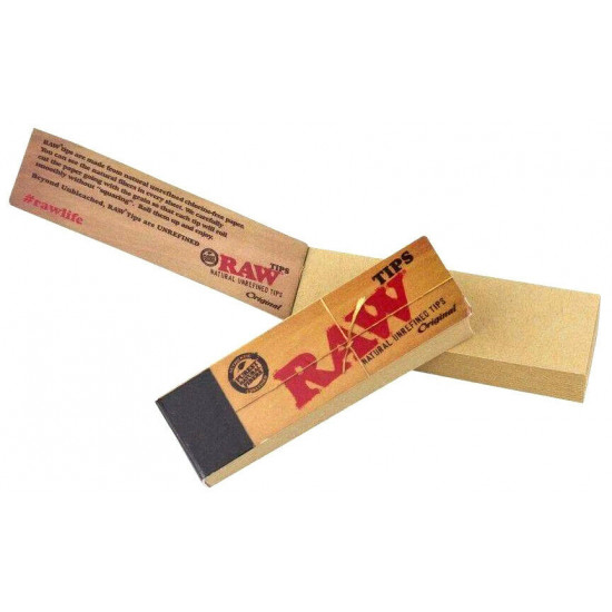 1x Box Raw Rolling Paper Filter Tips Natural Unrefined (box of 50 packs )