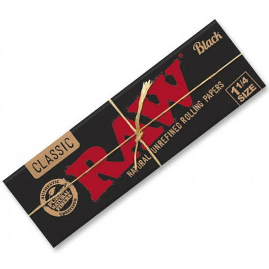 1x FULL BOX RAW Black Natural Hemp Unrefined Rolling Papers 1¼