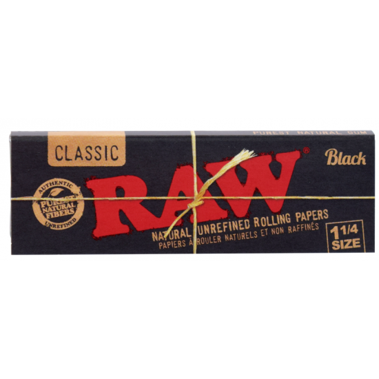 1x FULL BOX RAW Black Natural Hemp Unrefined Rolling Papers 1¼