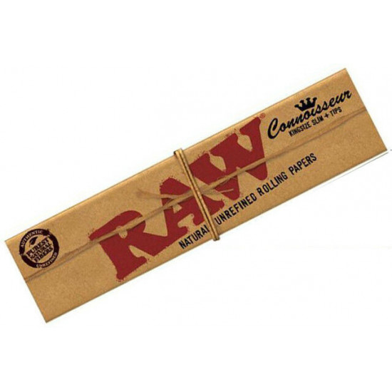 1x FULL BOX RAW Classic Connoisseur King Size Slim + Tips (24 Booklets)