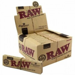 1x FULL BOX RAW Classic Connoisseur King Size Slim + Tips (24 Booklets)