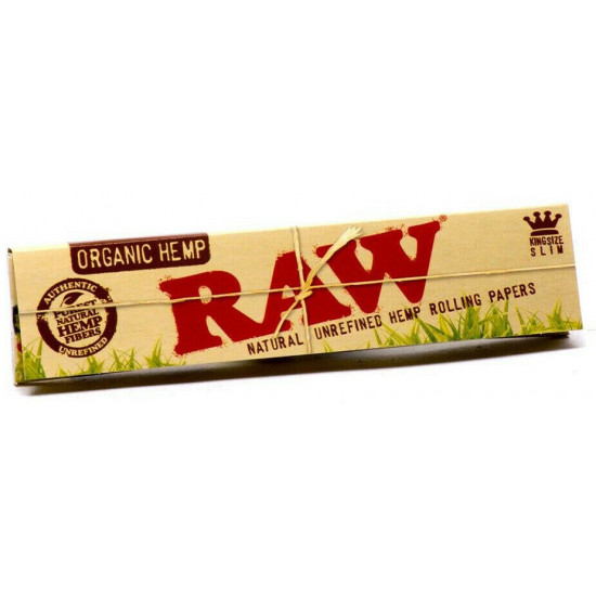 1x FULL BOX RAW ORGANIC HEMP KING SIZE SLIM NATURAL UNREFINED