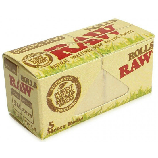 1x Full Box RAW Rolls Organic Hemp Natural Unrefined rolling paper - 5 meters