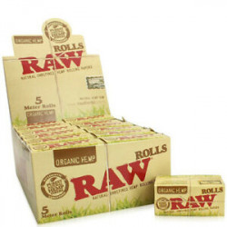 1x Full Box RAW Rolls Organic Hemp Natural Unrefined rolling paper - 5 meters