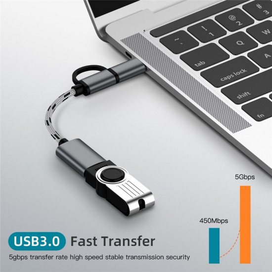 2 In 1 USB 3.0 OTG Cable Type C Micro Usb To USB3.0 Adapter USB-C Data Transfer Cable