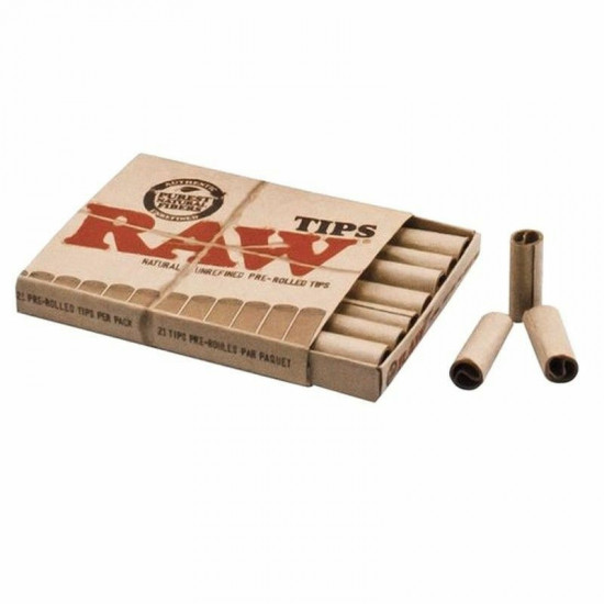 20x RAW Pre-Rolled Natural Unrefined Filter Tips Full Box + GIFT