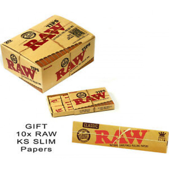 20x RAW Pre-Rolled Natural Unrefined Filter Tips Full Box + GIFT