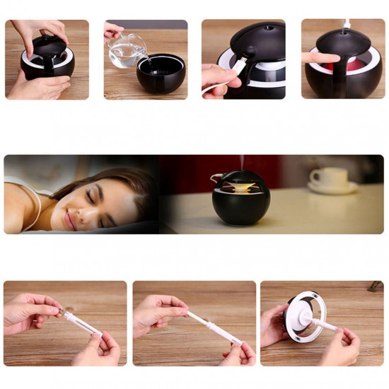 450ML Incense Burners Ball Humidifier with Aroma Lamp Essential Oil Ultrasonic Electric Aroma Diffuser Mini USB Air Humidifi