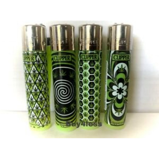 Clipper Flint Lighters  Weed Pattern  Refillable