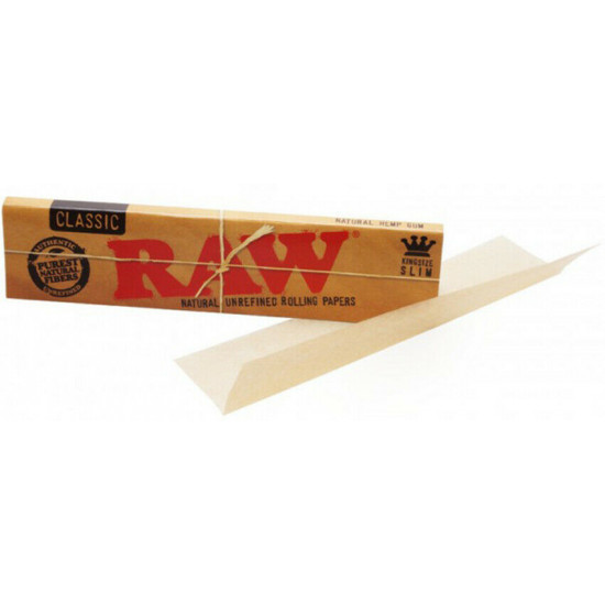 50x Raw Classic Natural Unrefined King Size Slim Rolling Papers