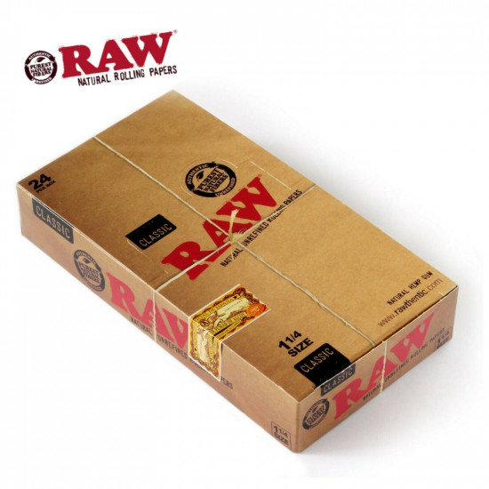 AUTHENTIC RAW Natural Classic1.25 1 1/4 Rolling Papers 24x FULL BOX