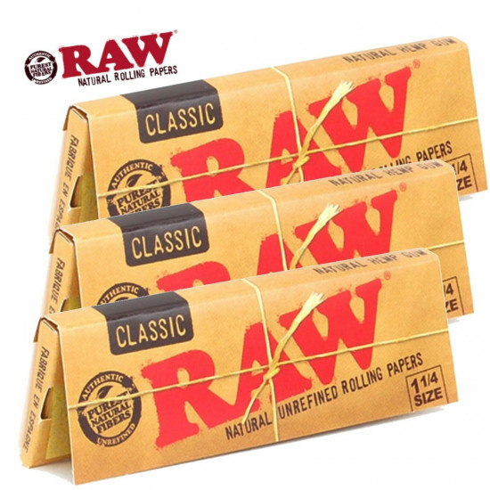 AUTHENTIC RAW Natural Classic1.25 1 1/4 Rolling Papers 24x FULL BOX