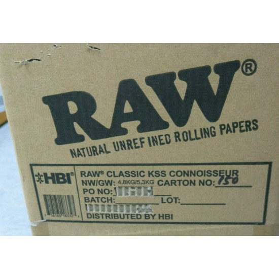 AUTHENTIC Raw Classic Connoisseur King Size Slim with Tips Rolling Paper 24 Box