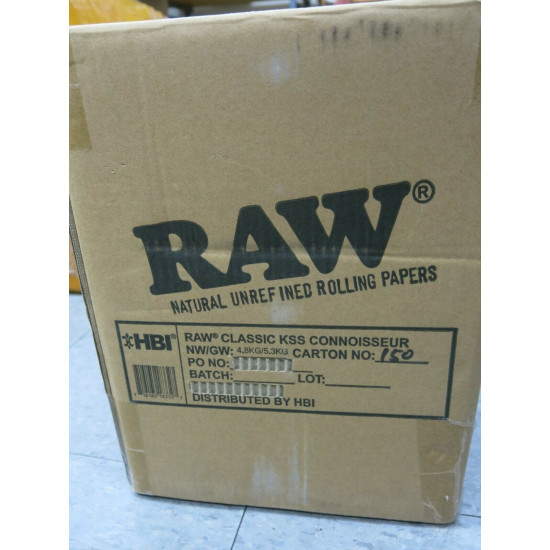 AUTHENTIC Raw Classic Connoisseur King Size Slim with Tips Rolling Paper 24 Box