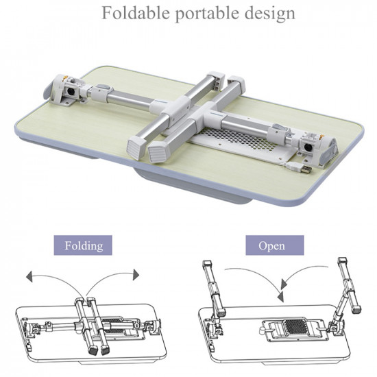 Adjustable Laptop Desk With Cooling Fan Foldable Notebook Laptop Stand Bed Tabletop Desks Home Study Table Computer Desk 52x30cm
