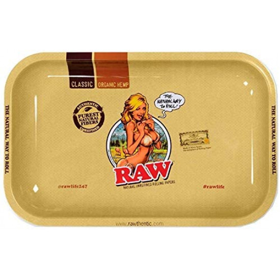 RAW Small Girl Metal Rolling Tray 27.5 x 17.5 cm, Beige