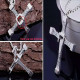 Classic Rhinestone Pendant Sliver Men Crystal Jesus Cross Pendant Long Necklace Male Gift Jewelry 