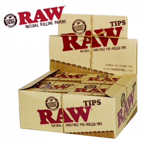 Full Box 20 Packs Raw Natural Unrefined Pre-Rolled Tips 21 Per Box