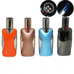 JOBON Gun Metal 4 Torch Jet Flame Cigs Pipe Lighter With Gift Box