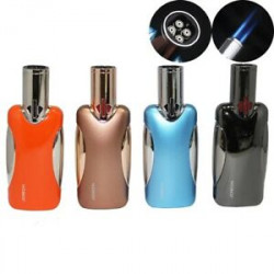 JOBON Gun Metal 4 Torch Jet Flame Cigs Pipe Lighter With Gift Box