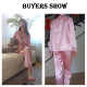 JULY'S SONG 2 Pieces Faux Silk Satin Pajamas Set Autumn Women Sleepwear Long Sleeve Nightgown for Female Ladies Pyjamas