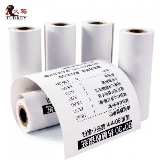 Mobile POS thermal receipt paper Roll   80x30 mm Bluetooth mini Thermal Printer, 5 rolls, width 80mm