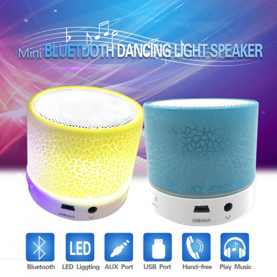 LED Bluetooth Speakers Mini Music Audio TF USB FM Light Stereo Sound Speaker