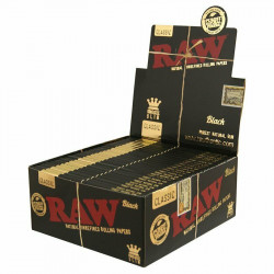 RAW Black Natural Hemp Unrefined Rolling Papers King Size - Full Sealed box -50x