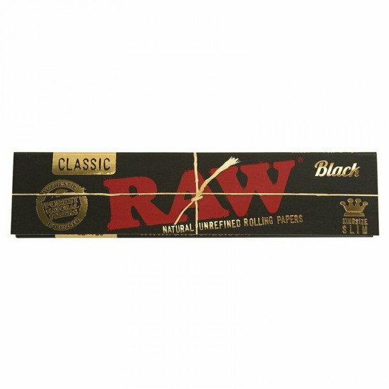 RAW Black Natural Hemp Unrefined Rolling Papers King Size - Full Sealed box -50x