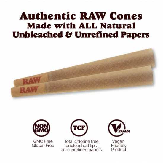 192 Cones - RAW Classic 1 1/4 Cones Authentic Pre-Rolled Cones w/ Filter