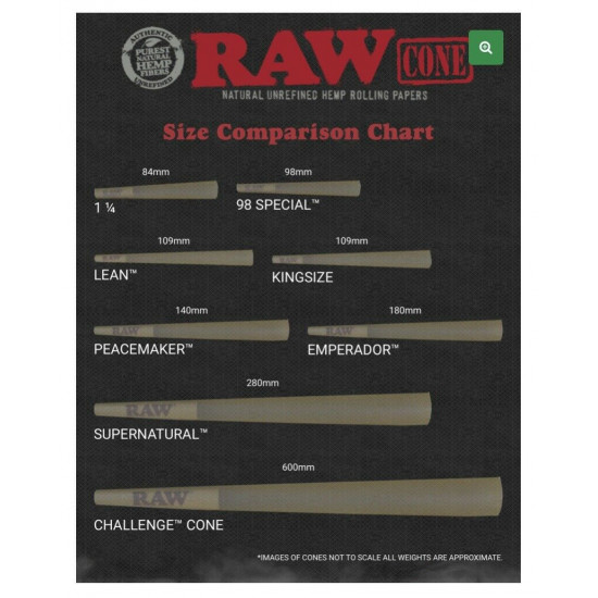 192 Cones - RAW Classic 1 1/4 Cones Authentic Pre-Rolled Cones w/ Filter