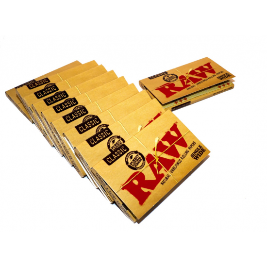 RAW Classic Single Wide Paper Double Natural Smoking Tobacco 100 Leaves