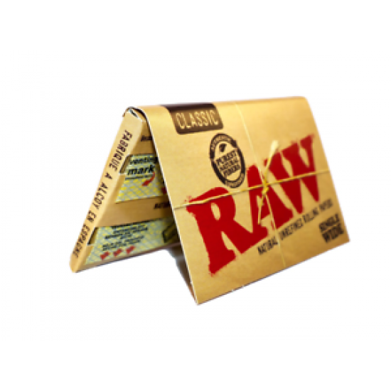 RAW Classic Single Wide Paper Double Natural Smoking Tobacco 100 Leaves