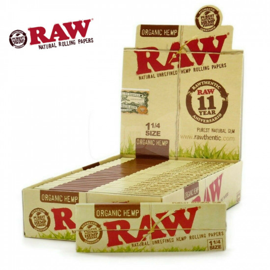 RAW Organic Hemp Natural 1.25 1 1/4 Rolling Papers 24x FULL BOX 