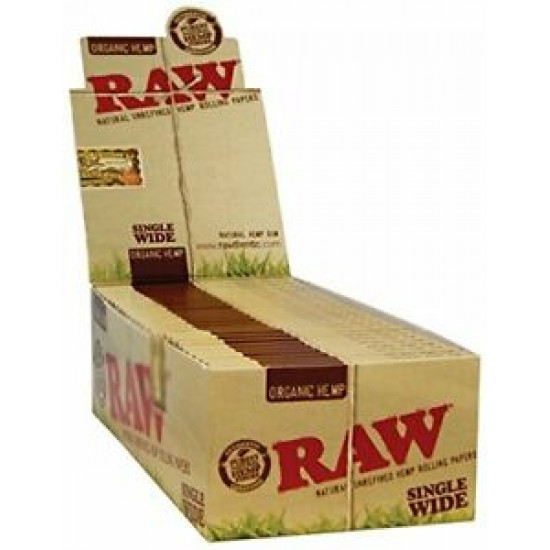 RAW Organic Hemp Natural Unrefined Rolling Paper 70mm Single Wide (50 Pack Box)