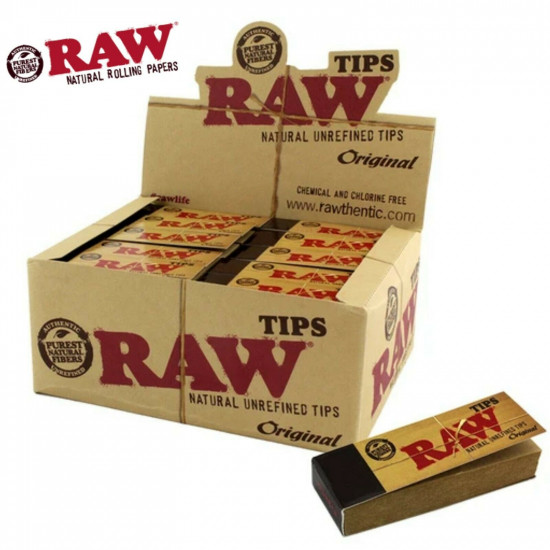 RAW Original Natural Unrefined Tips 50 Booklets (50 Tips per Pack) FULL BOX