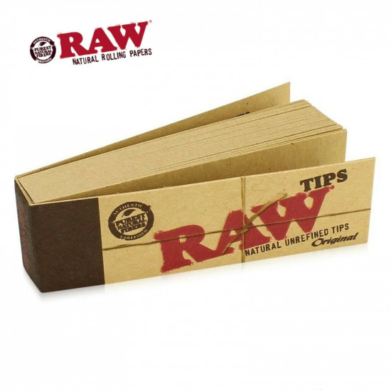 RAW Original Natural Unrefined Tips 50 Booklets (50 Tips per Pack) FULL BOX