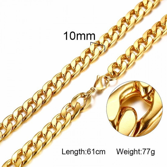 Solid Necklace Curb Chains Link Men Choker Stainless Steel Male Female Accessories Fashion